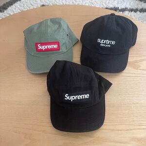 LOT OF 3 Supreme Logo 6 Panel Hat Black / Green